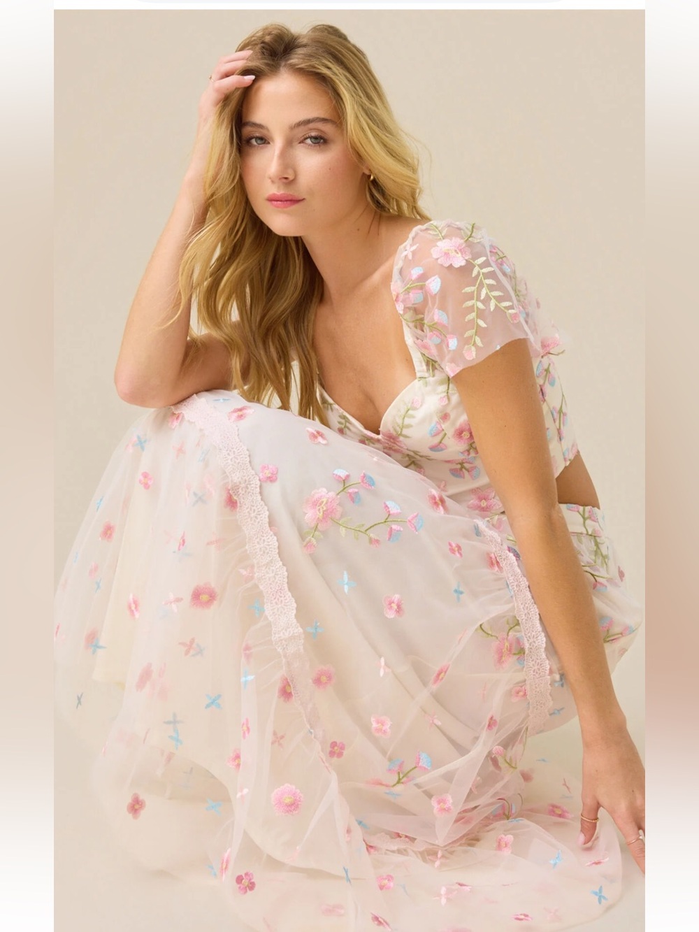 Altar'd State Ambrose White Floral Embroidered Maxi Skirt - Picture 5 of 11